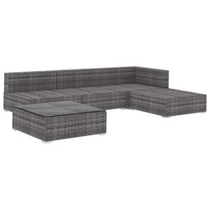 Ensemble de salon de jardin modulaire en rotin PE gris 5 pièces - Product Image 3