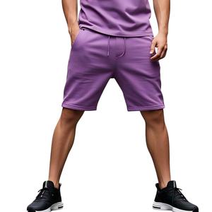 กางเกงวิ่งขาสั้นผ้าฝ้ายขนแกะสำหรับผู้ชายกางเกงเทอร์รี่ผ้าเฟรนช์เทรนนิ่งแบบลำลองสำหรับ100% งานตามสั่งลายพื้น - Product Image 1