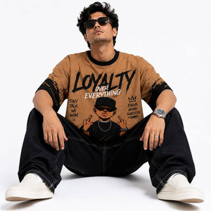 Mens Custom Graphic Large DTG Printed Heavyweight Jersey Cotton <b>T</b>-<b>Shirt</b> Thick O-<b>Collar</b> Boxy Fit Oversized Vintage <b>T</b>-<b>shirt</b> - Product Image 5