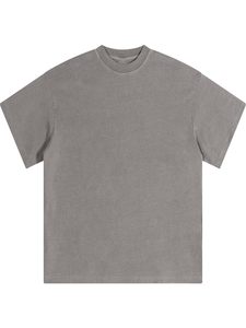เสื้อยืดแขนสั้นผู้ชายสีเทาล้วน ทรงโอเวอร์ไซส์ สวมใส่สบาย แบบเรียบง่าย ผ้าเจอร์ซีย์ ทรงปกติ คอกลม - Product Image 1