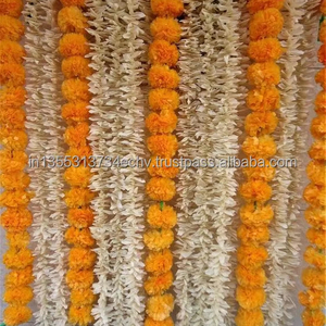 Indian Handmade Artificial White Yellow Jasmine Decorative Marigold Flower Garlands Wedding Haldi Mehndi Sangeet Festive Decor - Product Image 2