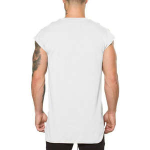 Débardeur de sport sans manches pour hommes, coupe longue, en coton, personnalisable avec logo, pour la gym et le fitness, style streetwear décontracté, vente en gros - Product Image 3