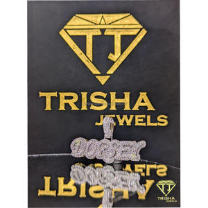 Pendentif plaque nominative Designer DORSEY avec diamant de laboratoire VVS en argent sterling 925 entièrement pavé, collier scintillant par Trisha Jewels - Product Image 2