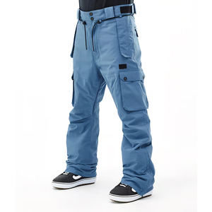 Pantalones de esquí unisex impermeables transpirables de 10.000 mm al por mayor, estilo cargo holgado para snowboard, ropa de invierno negra con bolsillos delanteros con cremallera - Product Image 5
