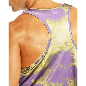 Customized logo design style Tie dye raw hem sleeveless premium training <b>muscle</b> tank top - Product Image 2