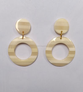 Pendiente clásico de lujo con forma de círculo superior, pendientes de gota geométricos a la moda de marfil, pendiente superior elegante, joyería para mujer - Product Image 1