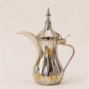 Luxury Stainless Steel Arabic Coffee Dallah <b>Pot</b> Traditional Middle Eastern Gahwa Kettle with Gold Accents for Home Hotel Use - Product Image 5