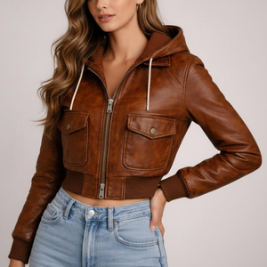 Veste extérieure en cuir véritable pour femme, vêtements d'hiver pour les besoins quotidiens de la mode - Product Image 5