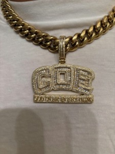 Collar con Colgante de Diamantes Go God Over Everything, Chapado en Rodio, Estilo Hip Hop para Hombre - Product Image 4