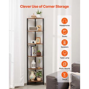 "6-Tier <b>LED</b> <b>Lighted</b> <b>Corner</b> Bookshelf 68" Tall Storage Shelves Collectibles Display Multi-Purpose Ladder Shelf" - Product Image 4