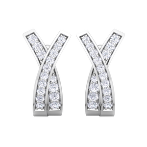 Pendientes de Aro en Forma de X, Chapados en Oro Blanco de 18K, con Diamantes, Joyería Elegante para Mujer, Regalo - Product Image 3