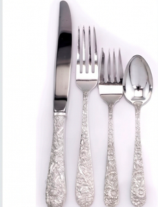 Elegant Silver Plated Flatware Set With Floral Handle <b>Knife</b> <b>Fork</b> Spoon Rust Resistant For Wedding Use <b>And</b> Tableware Use - Product Image 1