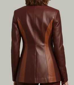Women <b>Leather</b> <b>Blazer</b> <b>Jacket</b> Single Button Notched Lapel Long Sleeve Regular Fit for Autumn Winter Fit Elegant Autumn Outerwear - Product Image 6