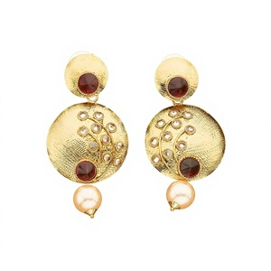 Gold Plated Artificial bollywood style Earring 8703 Maroon - Product Image 1