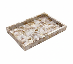 Nouveaux plateaux de service et de rangement tendance faits à la main avec incrustations de nacre pour mariages, Ramadan, Aïd, et autres occasions festives – Plats de service rectangulaires pour table - Product Image 2