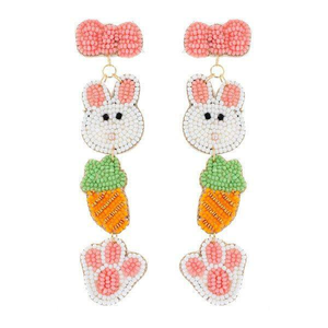 Pendientes de conejo rosa con cuentas de semillas, llamativos y divertidos, regalo para ella, ideales para fiestas temáticas de conejitos - Product Image 3