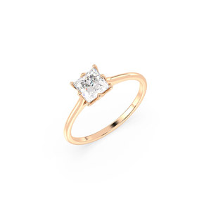 Bague de fiançailles pour femme REYES HPHT CVD, diamant de laboratoire cultivé en or massif 14 carats, taille princesse, minimaliste, certifiée IGI, bijoux fins - Product Image 1
