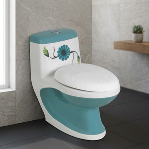 Ensemble de toilettes de luxe en céramique monobloc, à cuvette allongée, avec siphon en S et en P, homologué ADA, pour salle de bain d'hôtel haut de gamme - Product Image 5