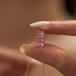 Pendentif chaton en zircon blanc, bijou cadeau pour elle - Product Image 3