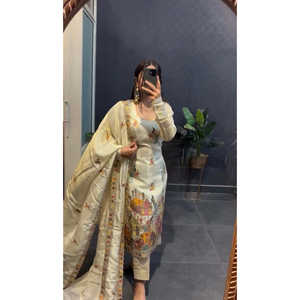 Conjunto de traje elegante para mujer con Dupatta bordada - Product Image 2