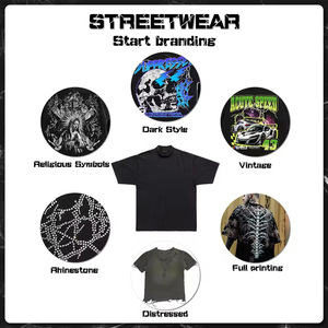 Custom Logo Oversize Mens <b>Tshirt</b> 100_ Cotton Drop Shoulder Streetwear Mock Neck Plain Crop Acid Wash t Shirt for Men - Product Image 4