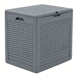 25-Gallon Outdoor Deck <b>Storage</b> <b>Chest</b> Weatherproof PP Material Rattan Texture Lockable Patio Organizer Side Table Extra Features - Product Image 4