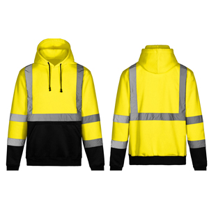 เสื้อฮู้ด OEM Hi Vis สำหรับผู้ชาย เสื้อทำงานแขนยาวมีฮู้ด มองเห็นได้ชัดเจนที่สุด เสื้อก่อสร้างสะท้อนแสงเพื่อความปลอดภัย - Product Image 3