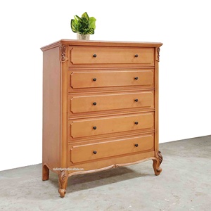 Cómoda Francesa Luis XVI de Madera Maciza de Caoba y Nogal con 5 Cajones y Tiradores Metálicos para Almacenamiento en Sala de Estar y Dormitorio - Product Image 3
