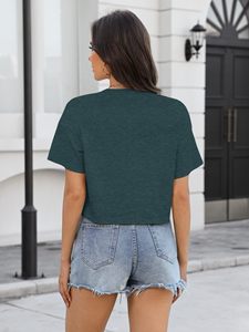 T-shirt court personnalisé pour femme, motif graphique, col rond, décontracté, été, vente en gros OEM - Product Image 3
