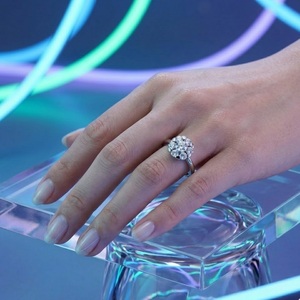 Ensemble de tension de bijoux à la mode de Hong Kong 18K or blanc massif naturel véritable diamant bijoux fins bague de fiançailles pour femme - Product Image 3