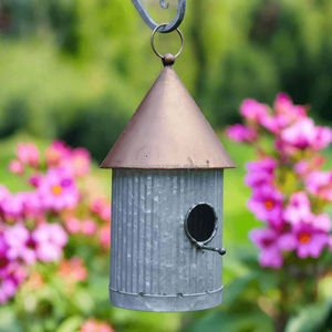 Casa para pájaros de metal hecha a mano, nido colgante para jardín exterior, refugio duradero, resistente a la intemperie, decorativo, para pájaros pequeños y salvajes - Product Image 3