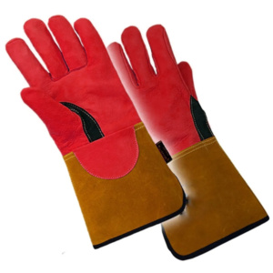 Reinforced Cowhide Grain & Split Leather Tig Welding Gloves CE Certified <b>Fire</b> Proof Anti-Slip Industrial Safety Heavy Duty Glove - Product Image 3