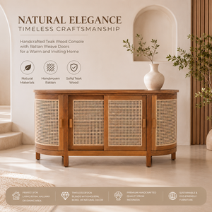 Meuble de rangement incurvé en bois de teck sur mesure OEM, buffet en gros, fabricant d'Indonésie, usine directe, approvisionnement ODM - Product Image 6