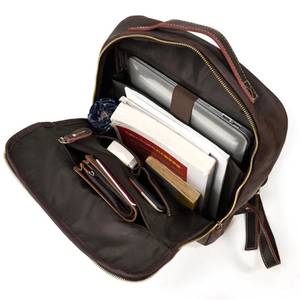 Vintage Genuine Leather 15.6 inch Laptop <b>Backpack</b> <b>Waterproof</b> Travel Rucksack with Anti-Theft Pocket LBP-0303 - Product Image 5