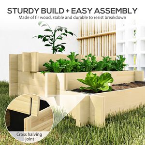 Jardinera elevada de madera de 3 niveles con tela de drenaje para suelo, para huerto elevado de verduras, hierbas, macetas y jardineras - Product Image 6