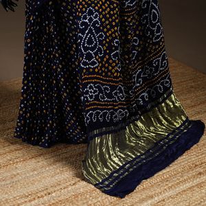 Sari Bandhani de seda pura hecho a mano para mujer - Product Image 3