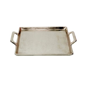 Trending Metal Aluminum Serving <b>Tray</b> With Handle <b>Tea</b> Coffee And Snacks Serving <b>Tray</b> Si Plated Handcrafted Hotels Supplieslver - Product Image 2