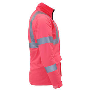 Men's Hi Vis Reflective Safety Jacket Waterproof Polyester Workwear Hooded Regular Fit with Pockets for Construction - Product Image 5