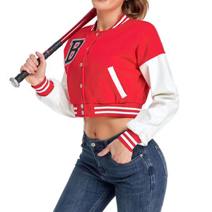 Chaqueta Varsity Corta Personalizada para Mujer, Estilo Béisbol, Chaqueta Letterman para Escuela Secundaria, OEM ODM - Product Image 3