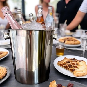 Cubo de Hielo de Acero Inoxidable Duradero con Tapa, Pinzas y Asa, Enfriador de Hielo Aislado para Fiestas, Bares Comerciales, Hoteles y Restaurantes - Product Image 5