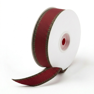 Ruban gros-grain bordeaux-vert de 25 mm pour emballage cadeau, nœuds de sapin, décorations de couronnes, artisanat et couture – Fournisseur en gros - Product Image 3