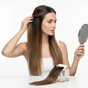 ผมแท้แบบ Remy Weft 100% ตรงธรรมชาติ สีน้ำตาลออมเบรแบบไล่ระดับ  เนื้อผมแบบ Natural Weft  สามารถปรับแต่งได้ - Product Image 5