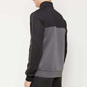 Sudadera con cremallera de cuarto de cuello para hombre, de forro polar cepillado, extragrande, color gris liso y negro, cuello alto, ajuste regular, transpirable - Product Image 3