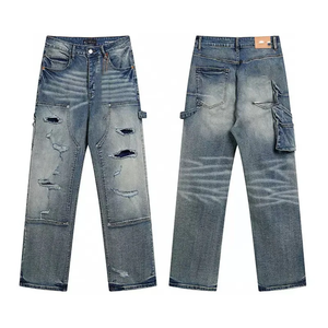 Tie Dye Denim Midweight Straight Leg <b>Jeans</b> <b>High</b> <b>Waist</b> Slim Fit Bleach Stone Wash Cotton Casual Summer <b>Men's</b> <b>Jeans</b> - Product Image 1