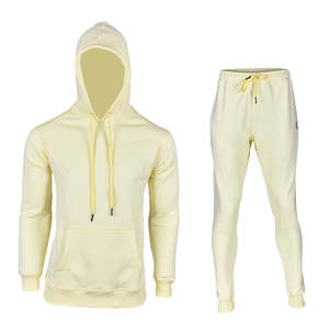 Ensemble de survêtement beige à capuche pour homme – Tenue de sport élégante avec fermeture éclair intégrale – Fournisseur OEM/ODM de premier plan - Product Image 6