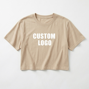 เสื้อยืดครอปผ้าเจอร์ซีย์เนื้อนุ่มสำหรับผู้หญิง เย็บอย่างทนทาน รับสั่งทำเสื้อเปล่า เสื้อยืดลำลองสำหรับผู้หญิง - Product Image 5