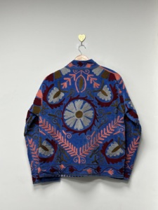 High Quality Velvet Knitted Bomber <b>Jacket</b> Floral Pattern Boho Style Autumn <b>Short</b> Coat Full <b>Sleeve</b> Winter Wear Women's Embroidery - Product Image 4