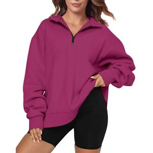 Nueva sudadera de algodón de gran tamaño con media cremallera para mujer, jersey de cuello alto para correr 2026 - Product Image 4