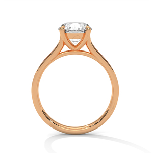 Bague en diamant faite à la main pour femmes, en or rose massif 14 carats oxydé, sertie de quatre griffes, diamant rond de laboratoire. - Product Image 3