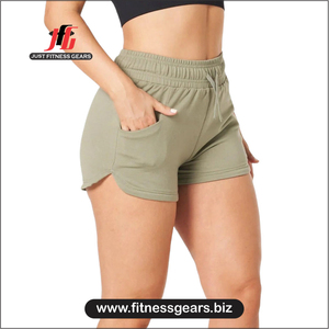 JUST FITNESS GEARS Pantalones Cortos Deportivos de Verano para Mujer, de Poliéster Tejido, Transpirables, de Cintura Media, con Cierre de Cremallera, Ajuste Holgado para Baile y Gimnasio - Product Image 6